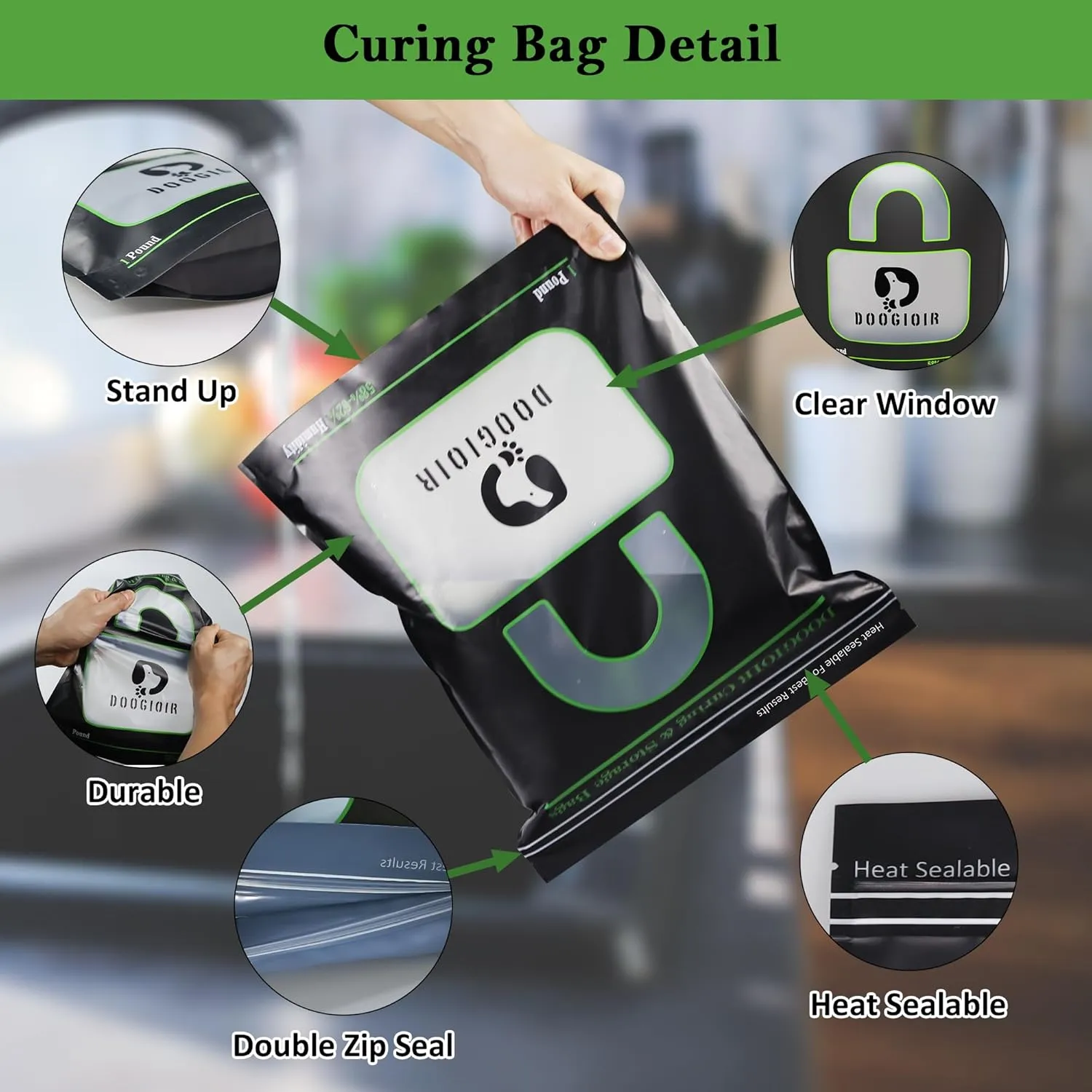 1 LB Curing & Storage Bags, Curing and Food Storage, Double-Tracked Zip Closure Heat Sealable Upright, Reusable Humidity Control Cure Bags (15.94 x 12.99 inch, 10 Pack)