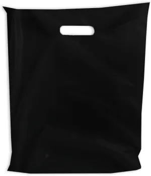 100 BIG PLASTIC MERCHANDISE STORE BAGS (Black &White) I Different Sizes Retail Product Bags (Black, 18"x18")