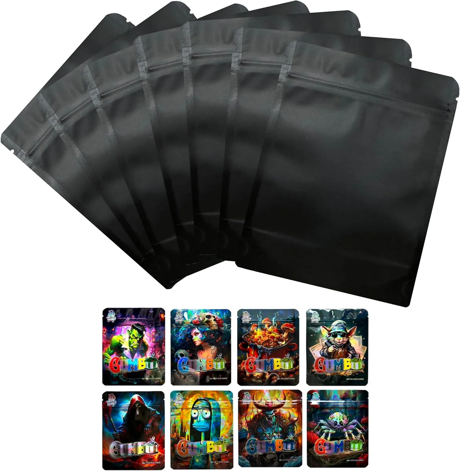 100 Pack Storage Bags, Resealable Candy Bags, Gift Baggies, Stand-up Packaging Pouch (GB)