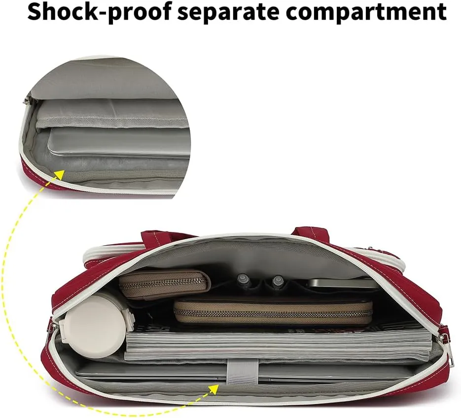 15-15.6 inch Laptop Shoulder Bag, for MacBook Pro 16, Hp Lenovo Dell 14 inch Waterproof Messenger Bag Case Sleeve (Wine red)