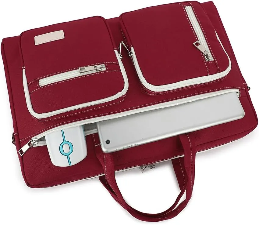 15-15.6 inch Laptop Shoulder Bag, for MacBook Pro 16, Hp Lenovo Dell 14 inch Waterproof Messenger Bag Case Sleeve (Wine red)
