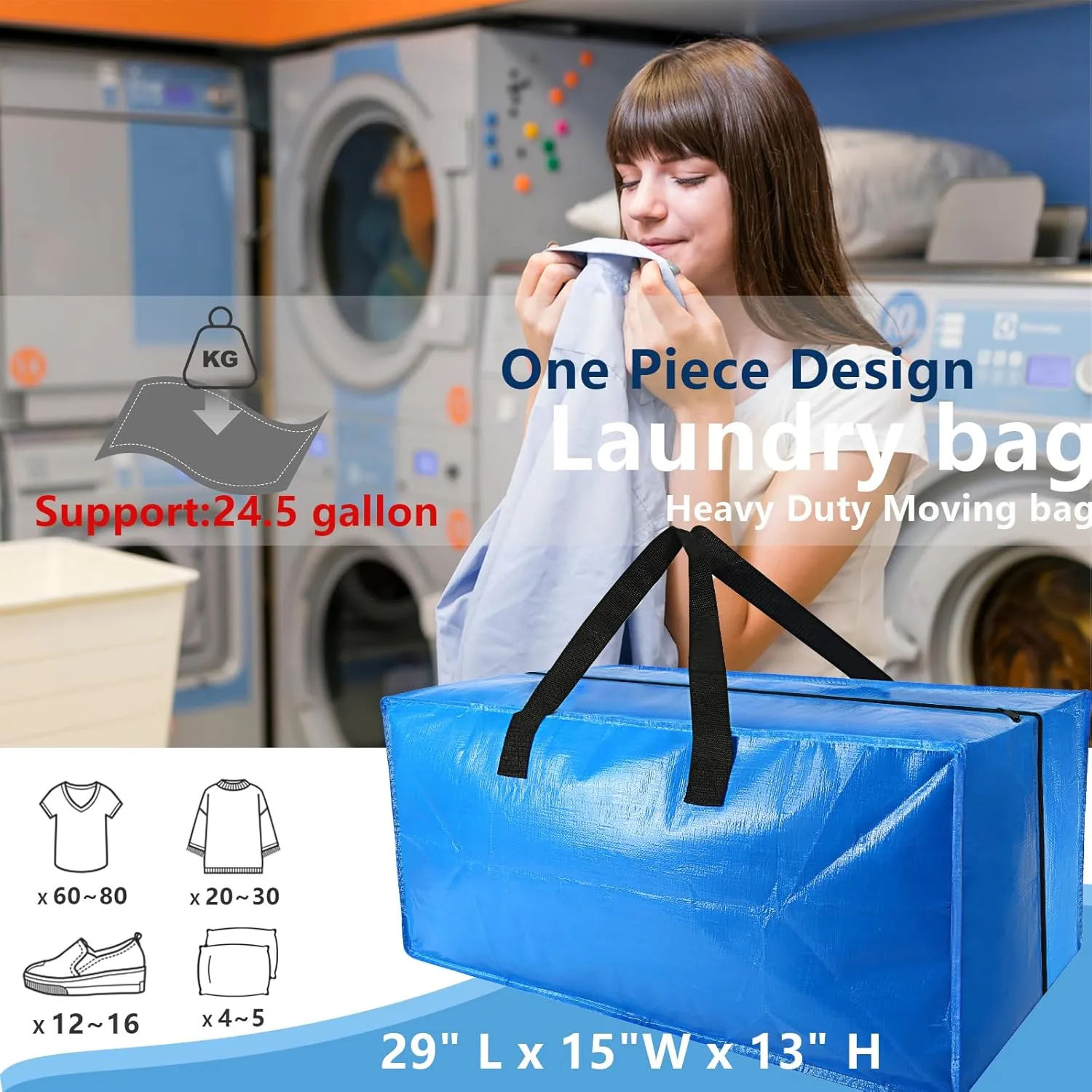2 Pack Heavy Duty Extra Large Moving Bags Storage Tote - Strong Handles& Backpack Straps - Space Saving Storage Bags Alternative to Moving Boxes and Bins,Compatible with Ikea Frakta Cart, Blue