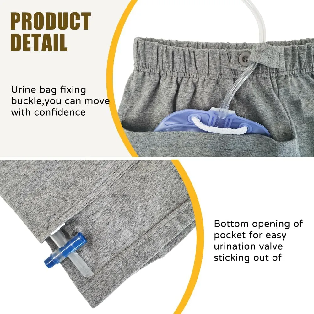 2 PCS Postoperative Care Ostomy Stoma Shorts for Nephrostomy Bag and Catheter Leg Bag, Comfortable, Machine Washable(XXL)