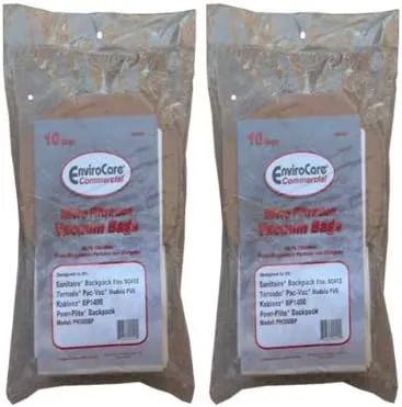 20 Backpack Allergy Vacuum Cleaner Bags Sanitaire/Eureka BV-2 62370 Koblenz #49-5803-9 (Disposable Bag), 49-5810-4 (Cloth Filter bag) Tornado – C352-2500 Power-Flite – C352-2500, Tennant 9007784, CarpetPro 06.415, CleanMax CMBP-10, 06.083 (Cloth Bag)