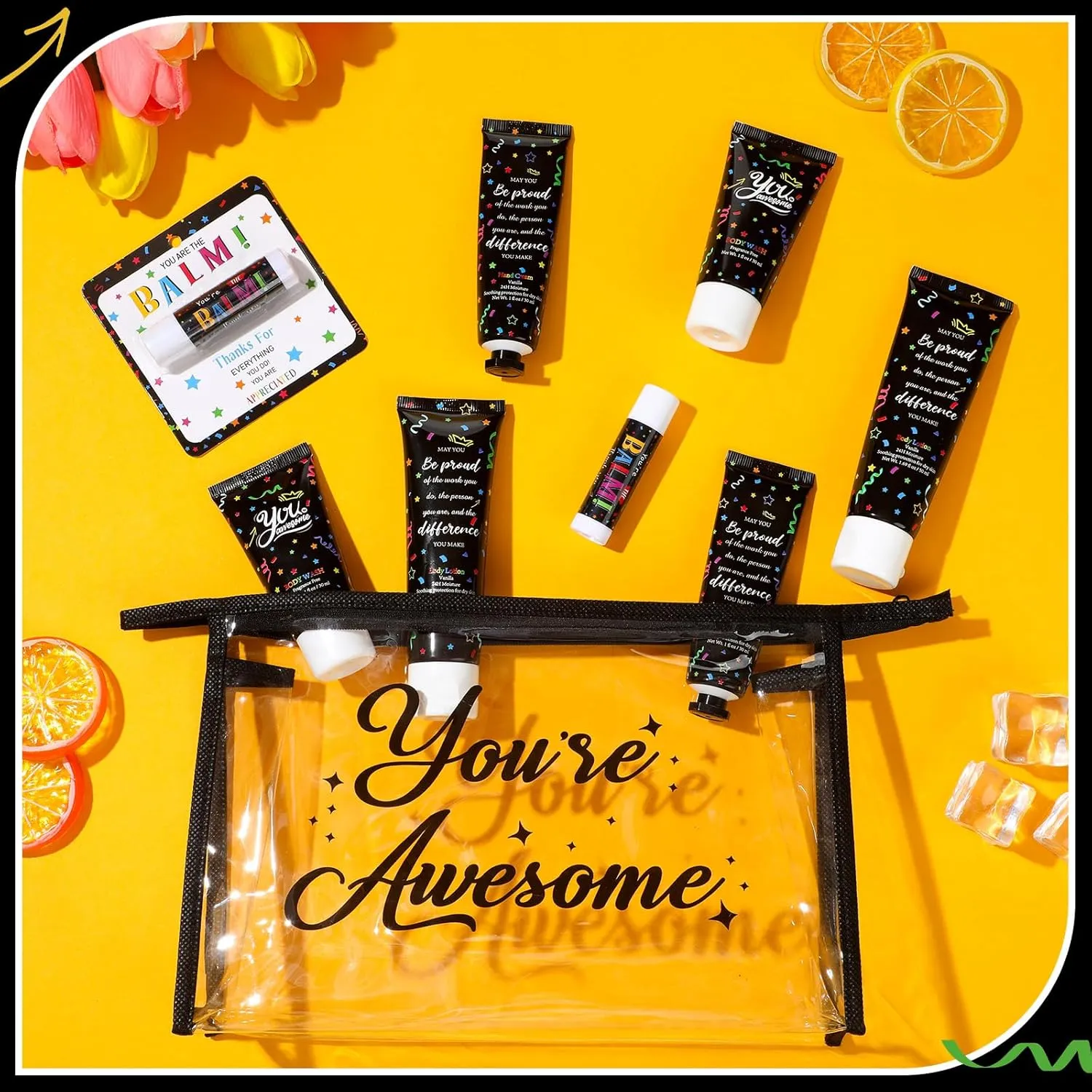25 Pieces Employee Staff Team Appreciation Gifts Bulk Lip Balms Father's Day Thank You Gifts Hand Cream Lip Balm Body Lotion Shampoo Teacher Nurse Appreciation Favors for Women Men Coworkers