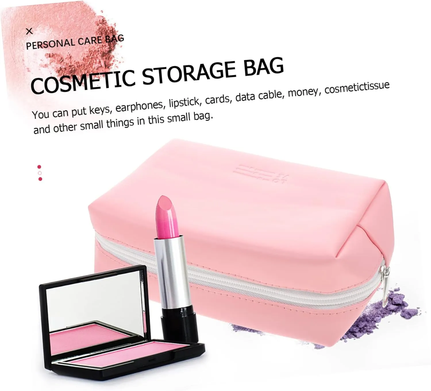 2pcs Cosmetic Bag Mini Makeup Bag for Purse Make up Bag Cosmetics Bag Travel Jewelry Bag Handheld, Pinkx3pcs, 19X6X12.5CMx3pcs