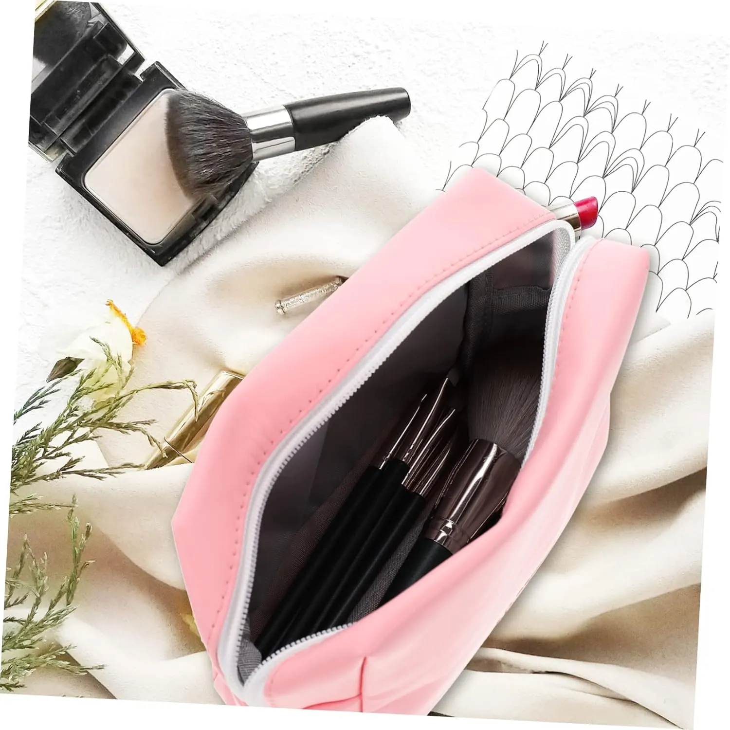 2pcs Cosmetic Bag Mini Makeup Bag for Purse Make up Bag Cosmetics Bag Travel Jewelry Bag Handheld, Pinkx3pcs, 19X6X12.5CMx3pcs