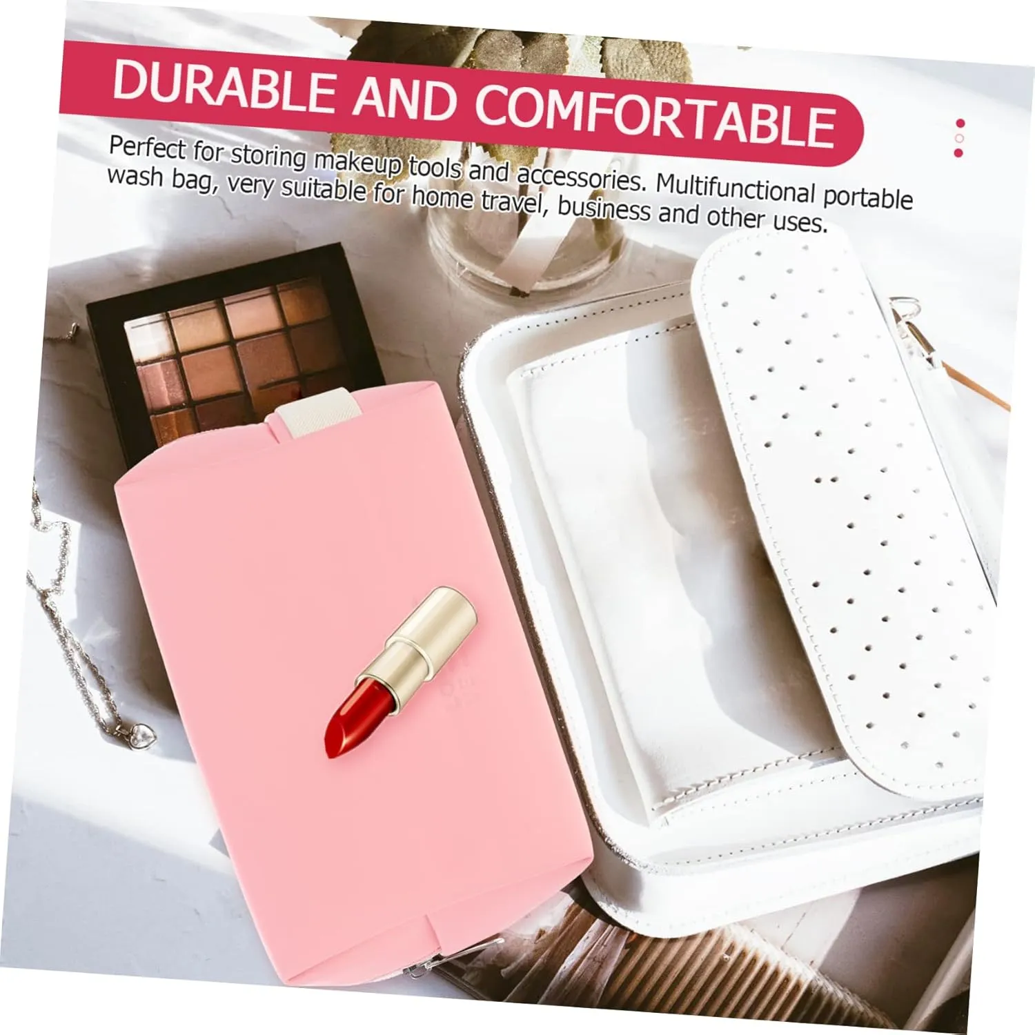 2pcs Cosmetic Bag Mini Makeup Bag for Purse Make up Bag Cosmetics Bag Travel Jewelry Bag Handheld, Pinkx3pcs, 19X6X12.5CMx3pcs