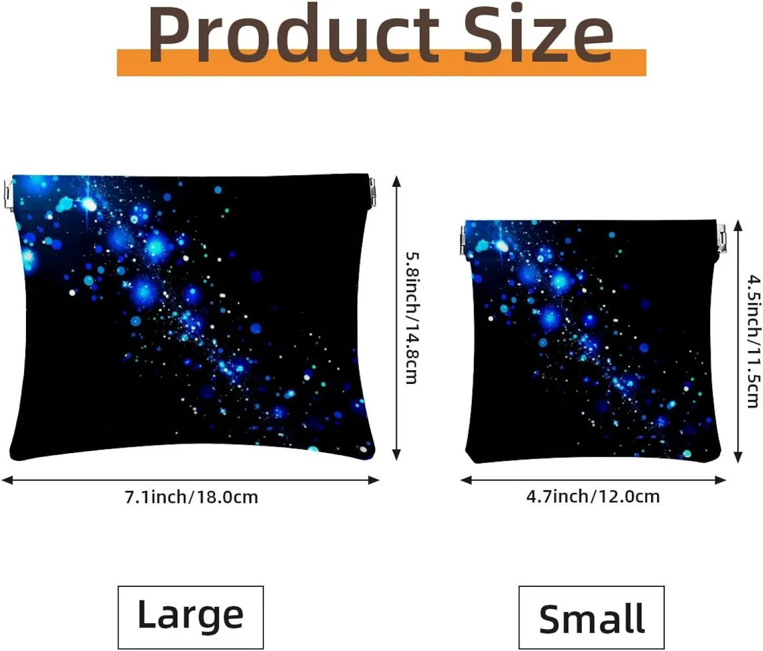 2Pcs Faux Leather Makeup Bag Set, Small Makeup Pouch, Self-Closing Makeup Pouch for Women, Mini Travel Storage for Cosmetics, Christmas Happy New Year Blue