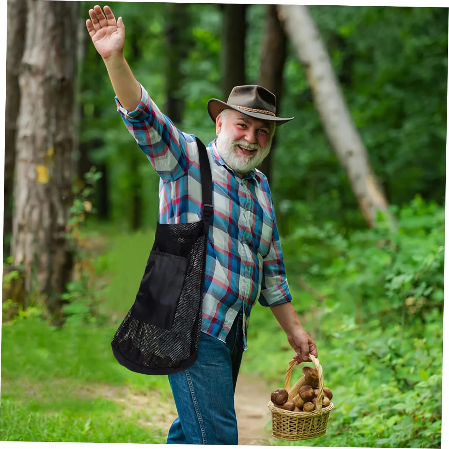 2sets Mushroom Foraging Bag Large Shoulder Bag for Mushroom Matching Foraging Tote Practical Collection Pouch 2pcs*2