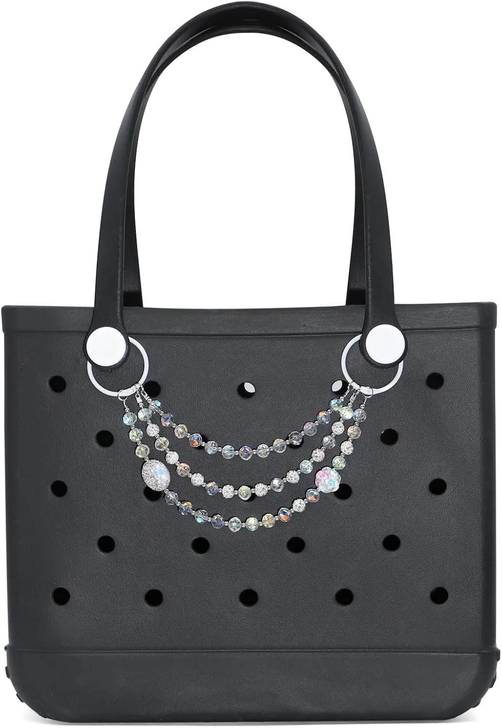 3-Tier Chain for Bogg Bag, Accessories for Bogg Bag, Sparkling Beads Decoration for Bogg Bag Charm, Rubber Beach Bag Tote Handbag Crossbody Shoulder Bag