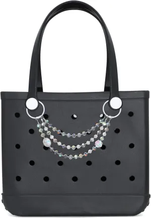 3-Tier Chain for Bogg Bag, Accessories for Bogg Bag, Sparkling Beads Decoration for Bogg Bag Charm, Rubber Beach Bag Tote Handbag Crossbody Shoulder Bag