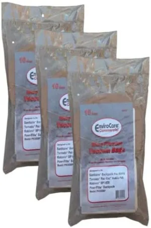 30 Backpack Allergy Vacuum Cleaner Bags Sanitaire/Eureka BV-2 62370 Koblenz #49-5803-9 (Disposable Bag), 49-5810-4 (Cloth Filter bag) Tornado C352-2500 Power-Flite C352-2500, Tennant 9007784