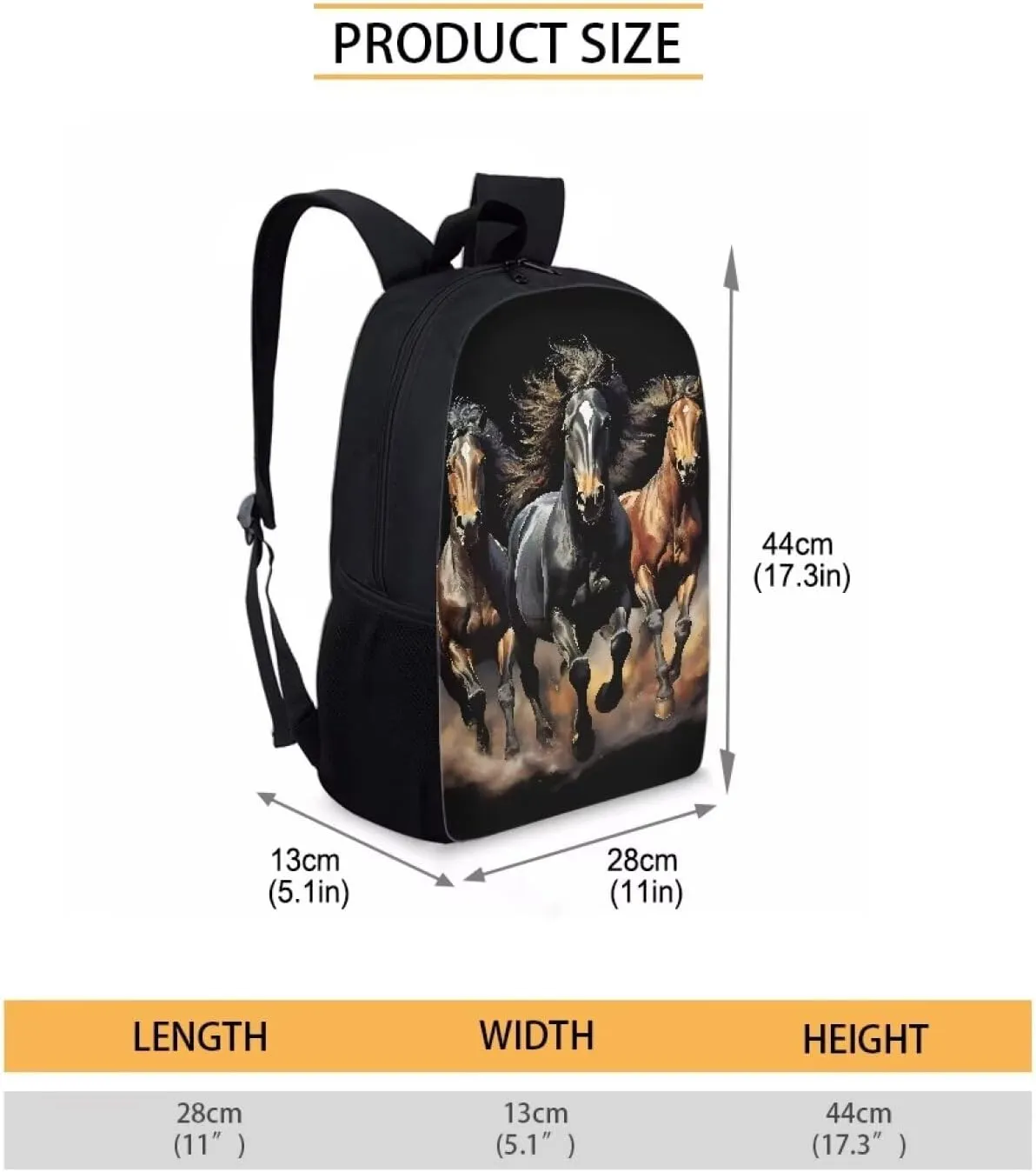 3D Horse Animal Bookbag for Boys,Portable Children School Backpack 17 Inch Lightweight Large Capacity Kids Schoolbag Preschool，Middle Students，College Students Casual Daypack Teens Travel Bags