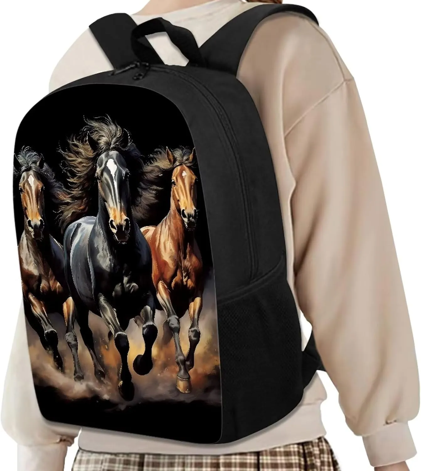 3D Horse Animal Bookbag for Boys,Portable Children School Backpack 17 Inch Lightweight Large Capacity Kids Schoolbag Preschool，Middle Students，College Students Casual Daypack Teens Travel Bags