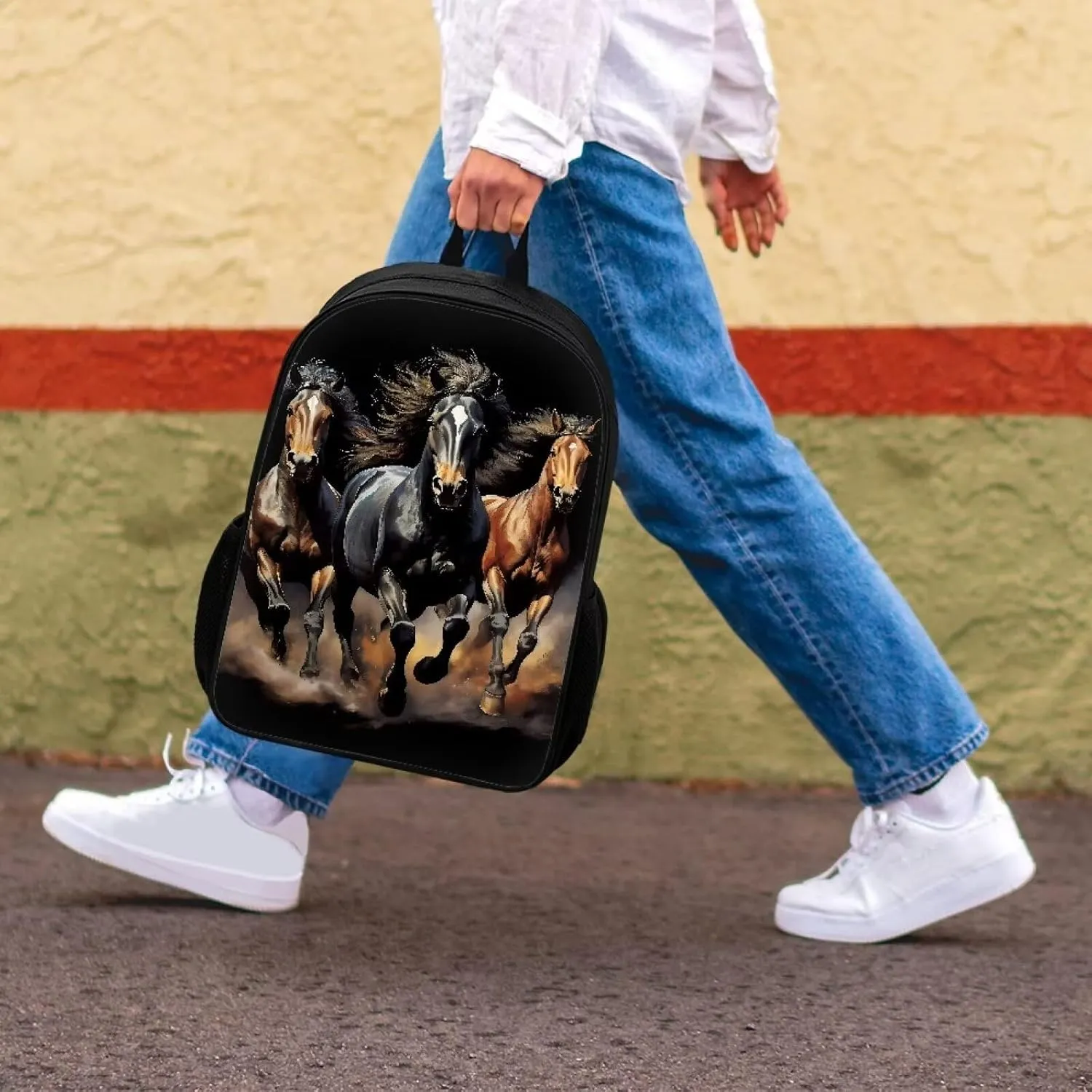 3D Horse Animal Bookbag for Boys,Portable Children School Backpack 17 Inch Lightweight Large Capacity Kids Schoolbag Preschool，Middle Students，College Students Casual Daypack Teens Travel Bags