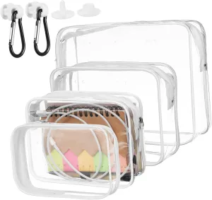 4 Pcs Clear Pouches Durable Makeup Bags with Zipper Weather Resistant Storage for Bag Easy to Clean and Organize for Travel and Outdoor Activities