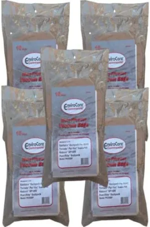 50 Backpack Allergy Vacuum Cleaner Bags Sanitaire/Eureka BV-2 62370 Koblenz #49-5803-9 (Disposable Bag), 49-5810-4 (Cloth Filter bag) Tornado C352-2500 Power-Flite C352-2500, Tennant 9007784