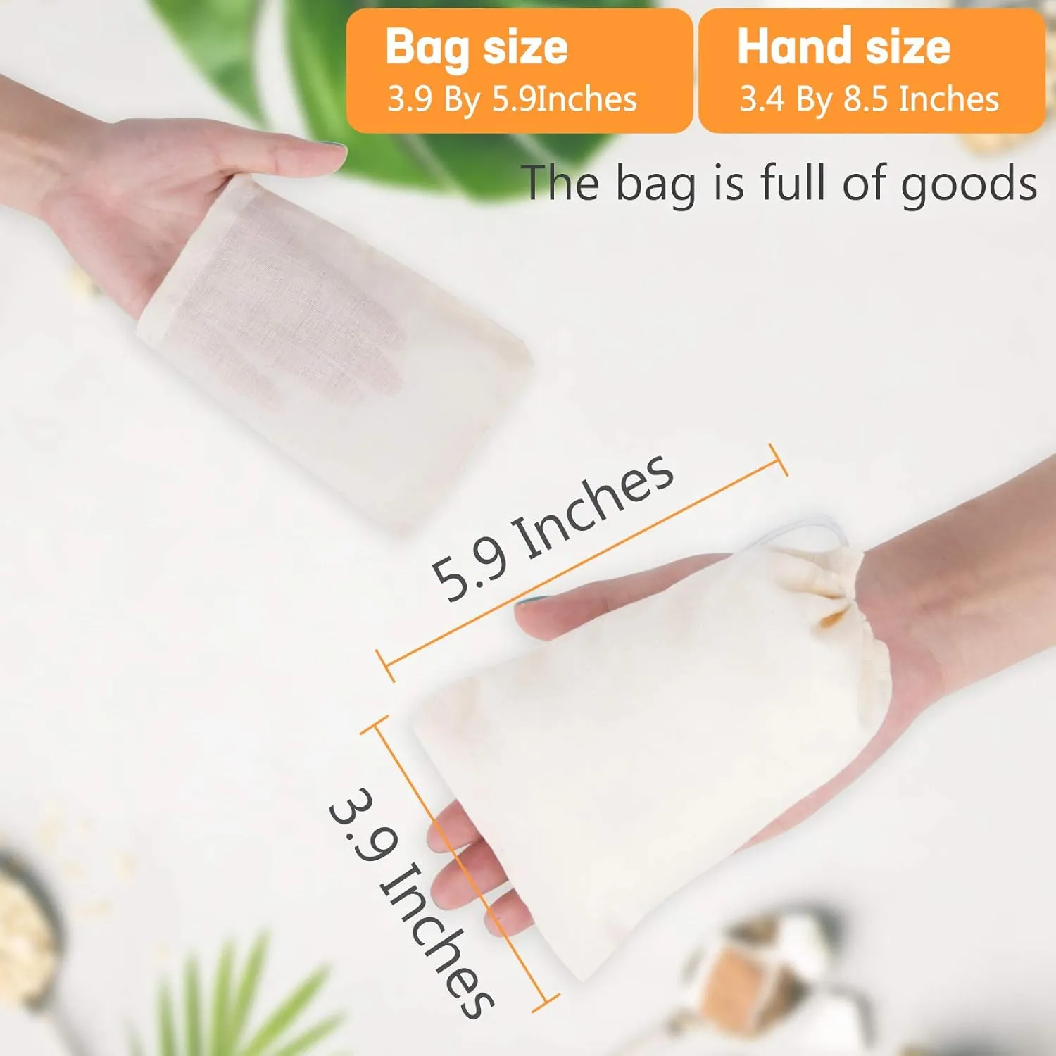 50 Pieces Tea Filter Bags, 100% Cotton Drawstring Muslin Bags Reusable Mesh Snack Spices Bags Coffee Loose Leaf Tea Infuser Crafts Soap Nuts Gift Bag for Office Home Kitchen(3.9 x 5.9 inch)