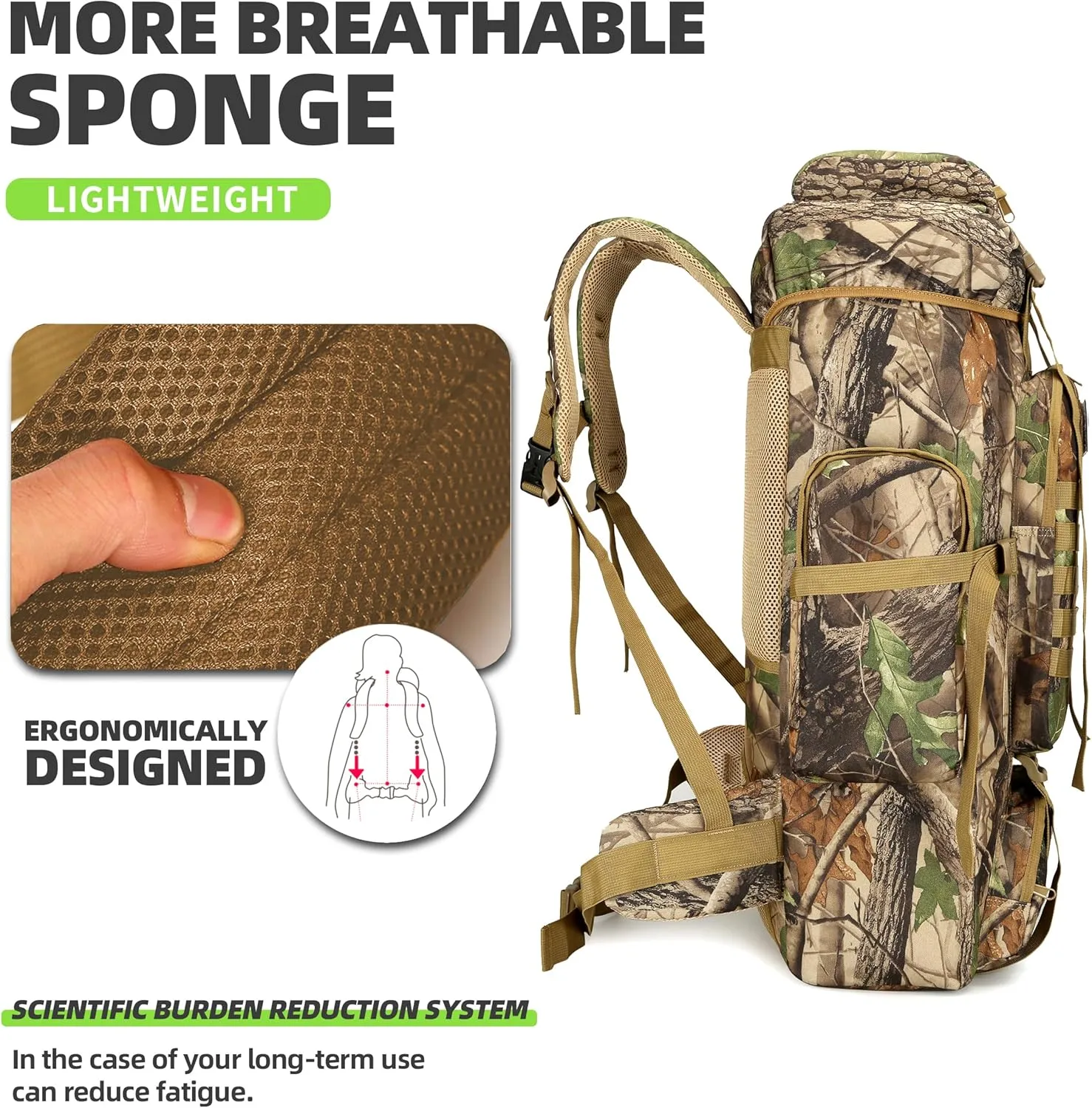 70L Hiking Backpack Military Tactical Camping Adjustable waterproof Climbing Sport Bags