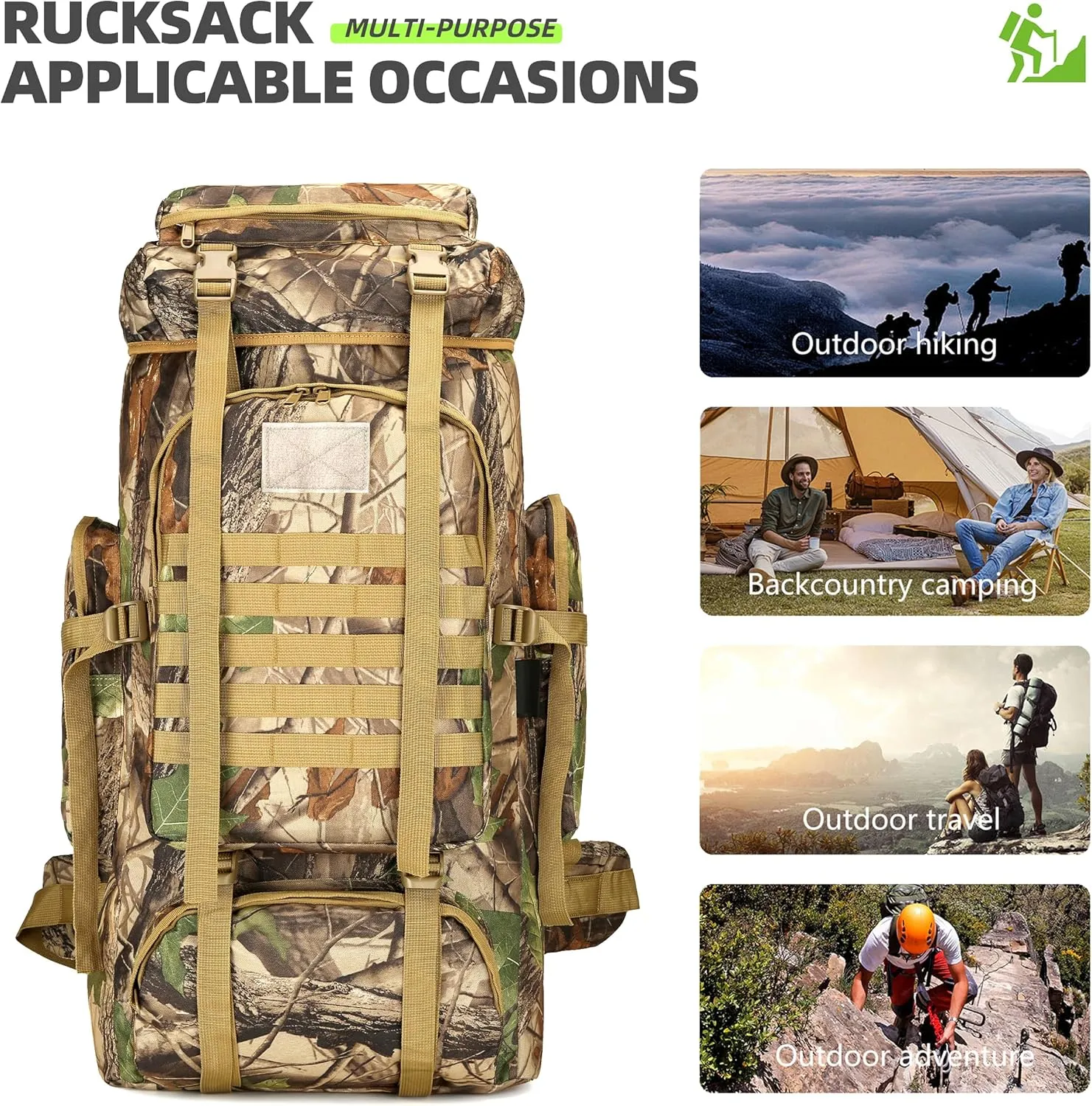 70L Hiking Backpack Military Tactical Camping Adjustable waterproof Climbing Sport Bags