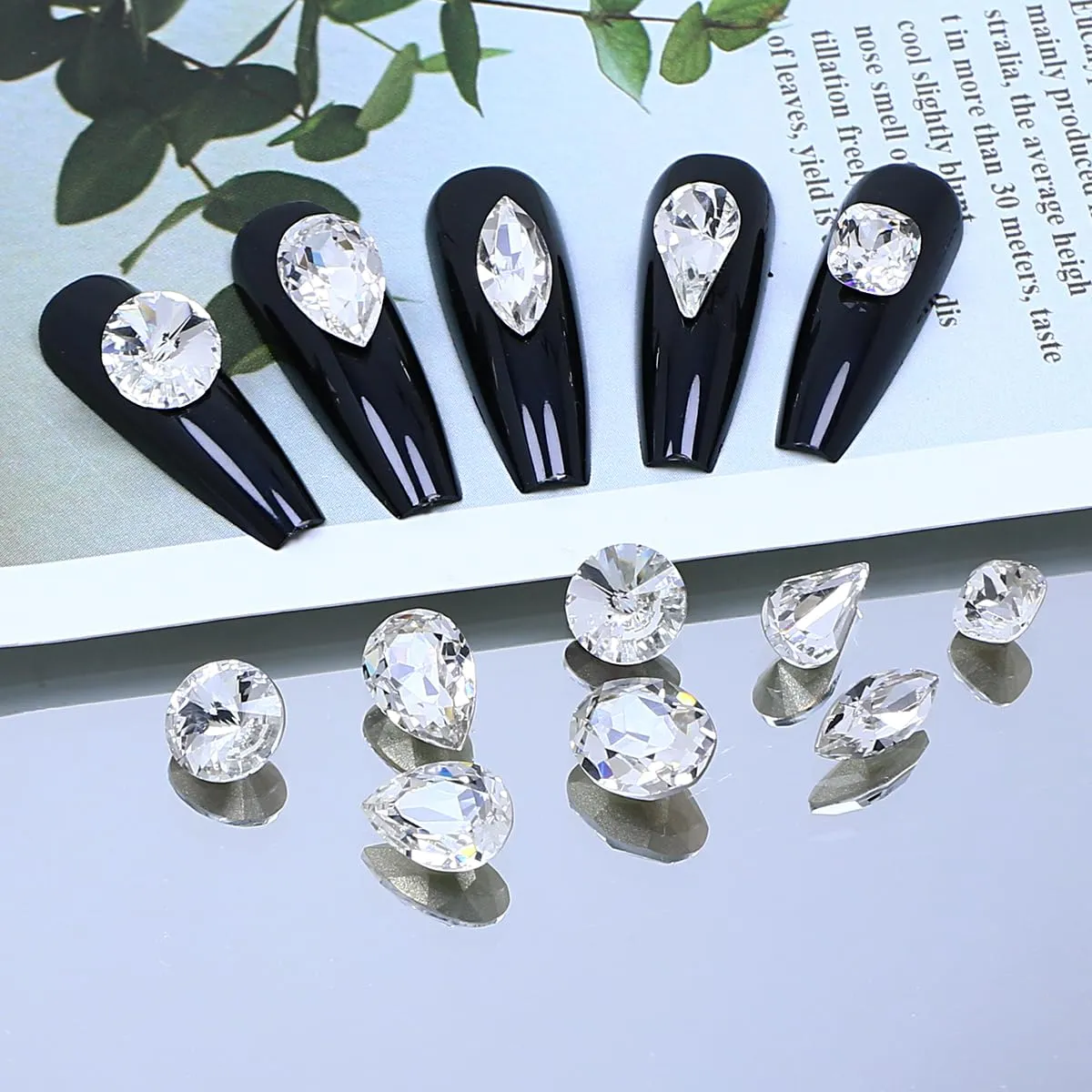 72pcs Mix Shape Crystal Nail Art Rhinestone Gems Point Back Fancy Stone Sew On Rhinestone Loose Crystal Sewing for Clothing Wedding Dress Nail Art Shoes Bags DIY Crafts