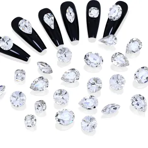 72pcs Mix Shape Crystal Nail Art Rhinestone Gems Point Back Fancy Stone Sew On Rhinestone Loose Crystal Sewing for Clothing Wedding Dress Nail Art Shoes Bags DIY Crafts