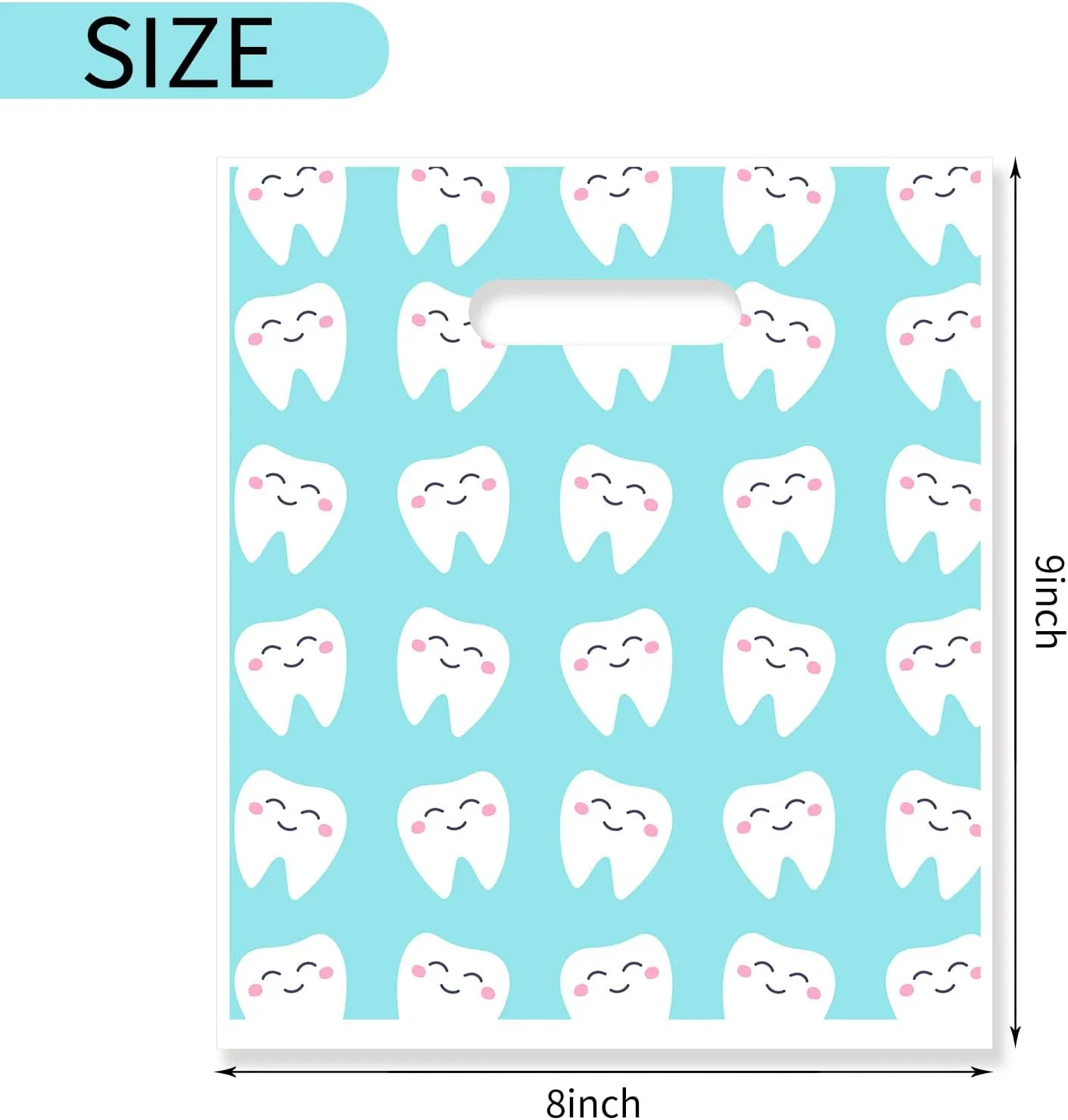 800Pcs Dental Bags, Tooth Patient Care Dental Bags, 9 x 8 Inches dental goodie bags, for Dental Clinics, Schools and Patient use (Style 8)