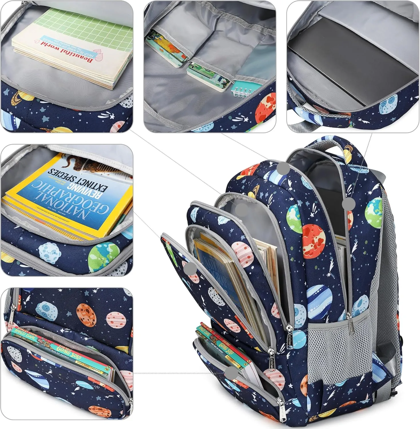 abshoo Lightweight Elementary School Backpack For Boy Kindergarten Boys Bookbag Solar System Kids School Bags (Space Planet)