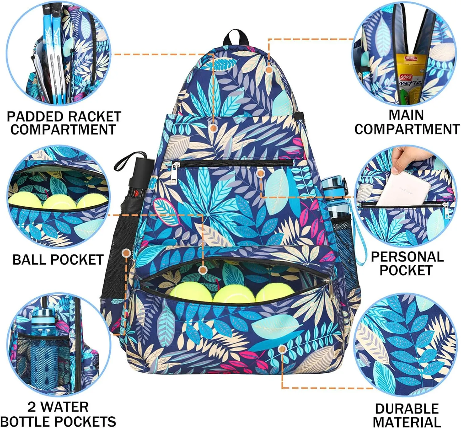 ACOSEN Tennis Bag Tennis Backpack - Large Tennis Bags for Women and Men to Hold Tennis Racket,Pickleball Paddles, Badminton Racquet, Squash Racquet,Balls and Other Accessories
