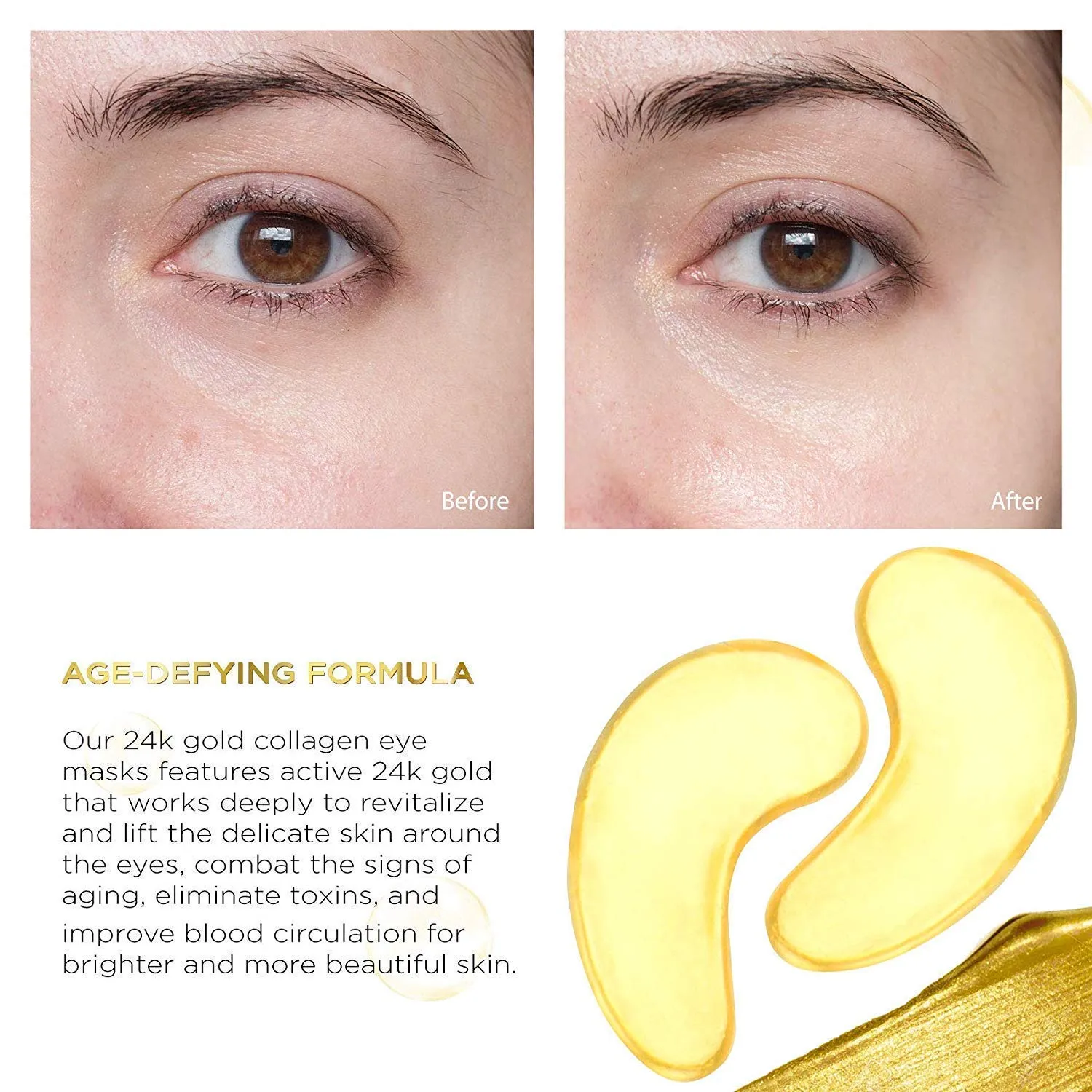 AICHUN BEAUTY 10/20/30/40/100 Pairs Crystal 24K Gold Powder Gel Collagen Eye Mask Sheet Patch, Anti Ageing, Remove Bags, Dark Circles & Puffiness, Skincare, Anti Wrinkle, Moisturising (100)