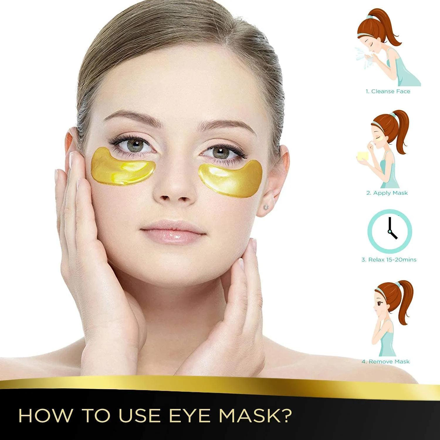 AICHUN BEAUTY 10/20/30/40/100 Pairs Crystal 24K Gold Powder Gel Collagen Eye Mask Sheet Patch, Anti Ageing, Remove Bags, Dark Circles & Puffiness, Skincare, Anti Wrinkle, Moisturising (100)
