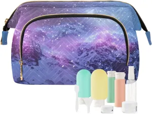 ALAZA Toiletry Bags Travel Bottles Kit Cosmetic Bag Makeup Organizer Snowstorm Mountain Toiletries Bags Accessory Pouch for Women Men