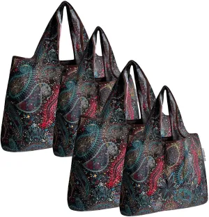 allydrew Large & Small Foldable Tote Nylon Reusable Grocery Bags, Set of 4