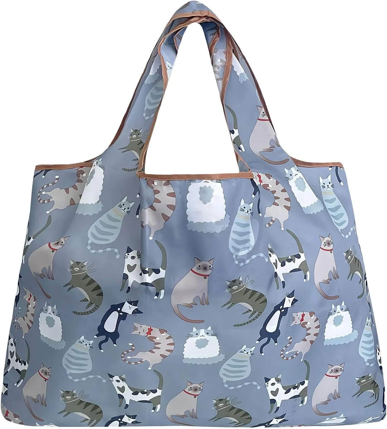 allydrew Large Foldable Tote Nylon Reusable Grocery Bags, 6 Pack