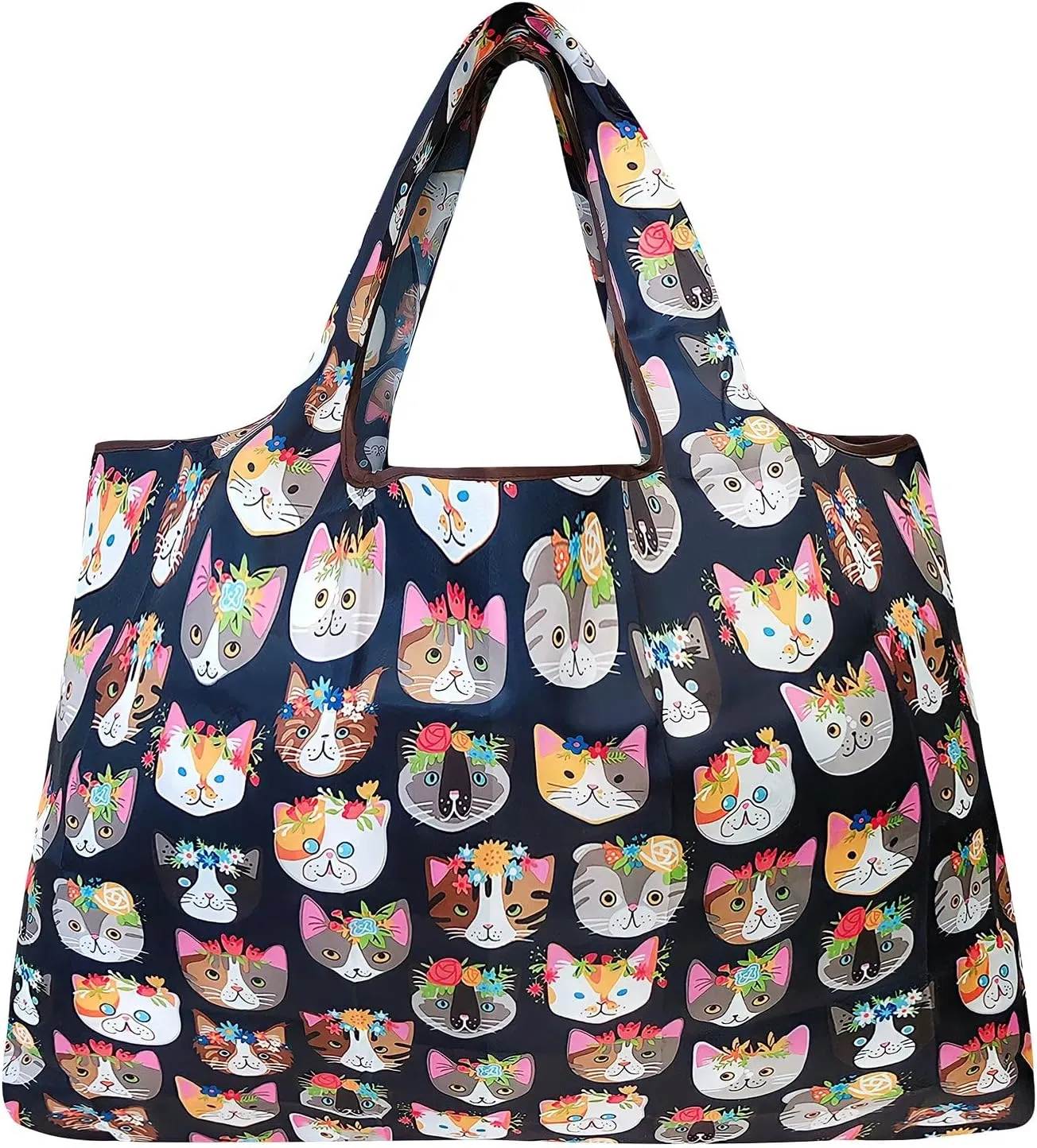 allydrew Large Foldable Tote Nylon Reusable Grocery Bags, 6 Pack