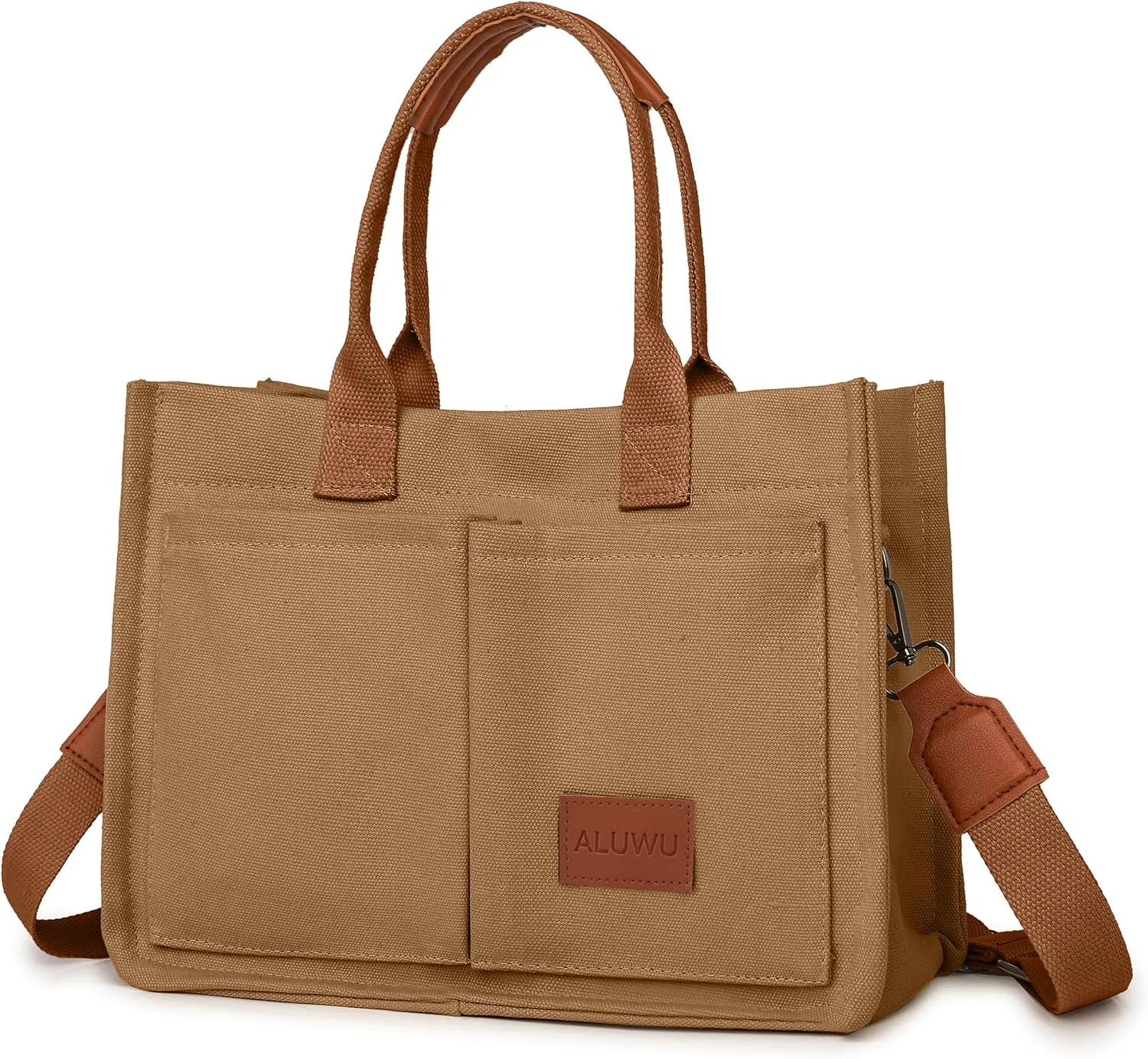 ALUWU Work Tote Bags for Women, Canvas Tote bag Womens Purse Handbags Crossbody Laptop Book Bag for Travel Nurse College Gift