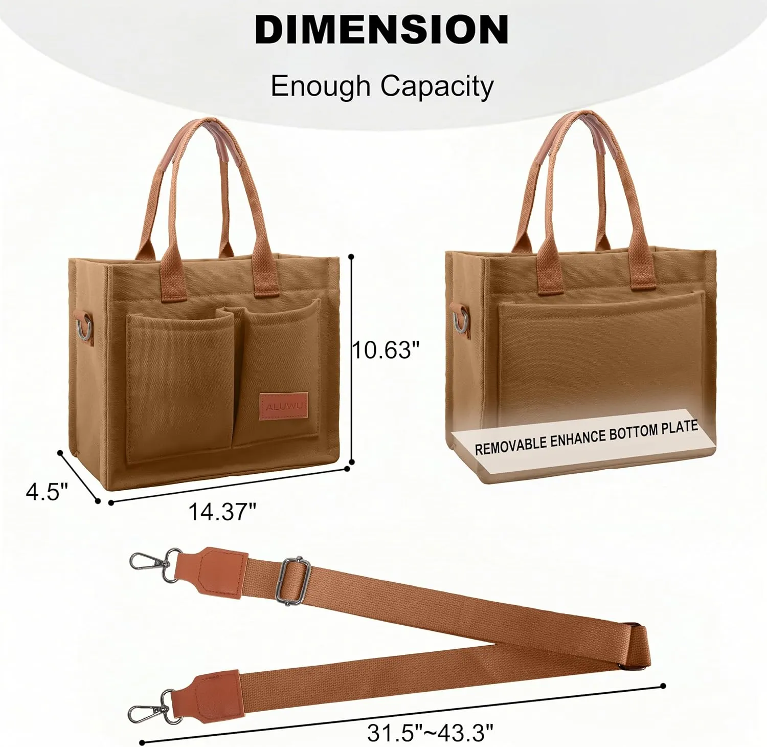 ALUWU Work Tote Bags for Women, Canvas Tote bag Womens Purse Handbags Crossbody Laptop Book Bag for Travel Nurse College Gift