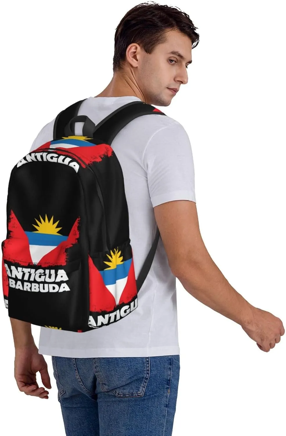 Antigua Barbuda Flag Backpack Large Capacity Backpack Lightweight Double Shoulder Bag For Women Men Travel