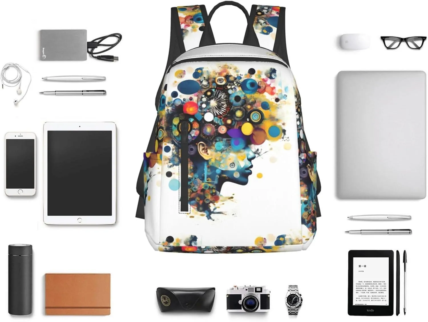 Artificial Intelligence Brain print Lightweight Laptop Backpack Travel Daypack Bookbag for Women Men for Travel Work