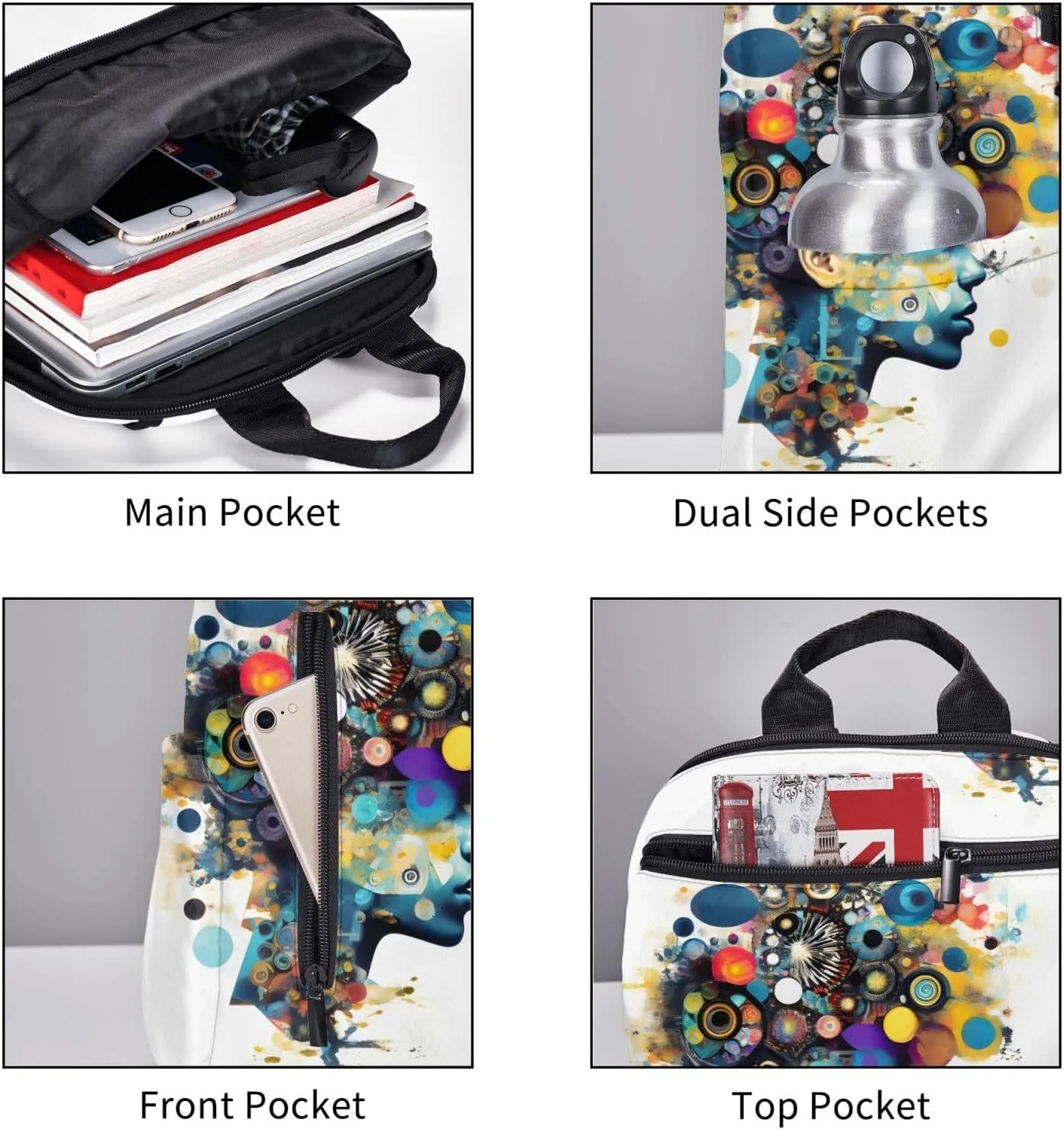 Artificial Intelligence Brain print Lightweight Laptop Backpack Travel Daypack Bookbag for Women Men for Travel Work