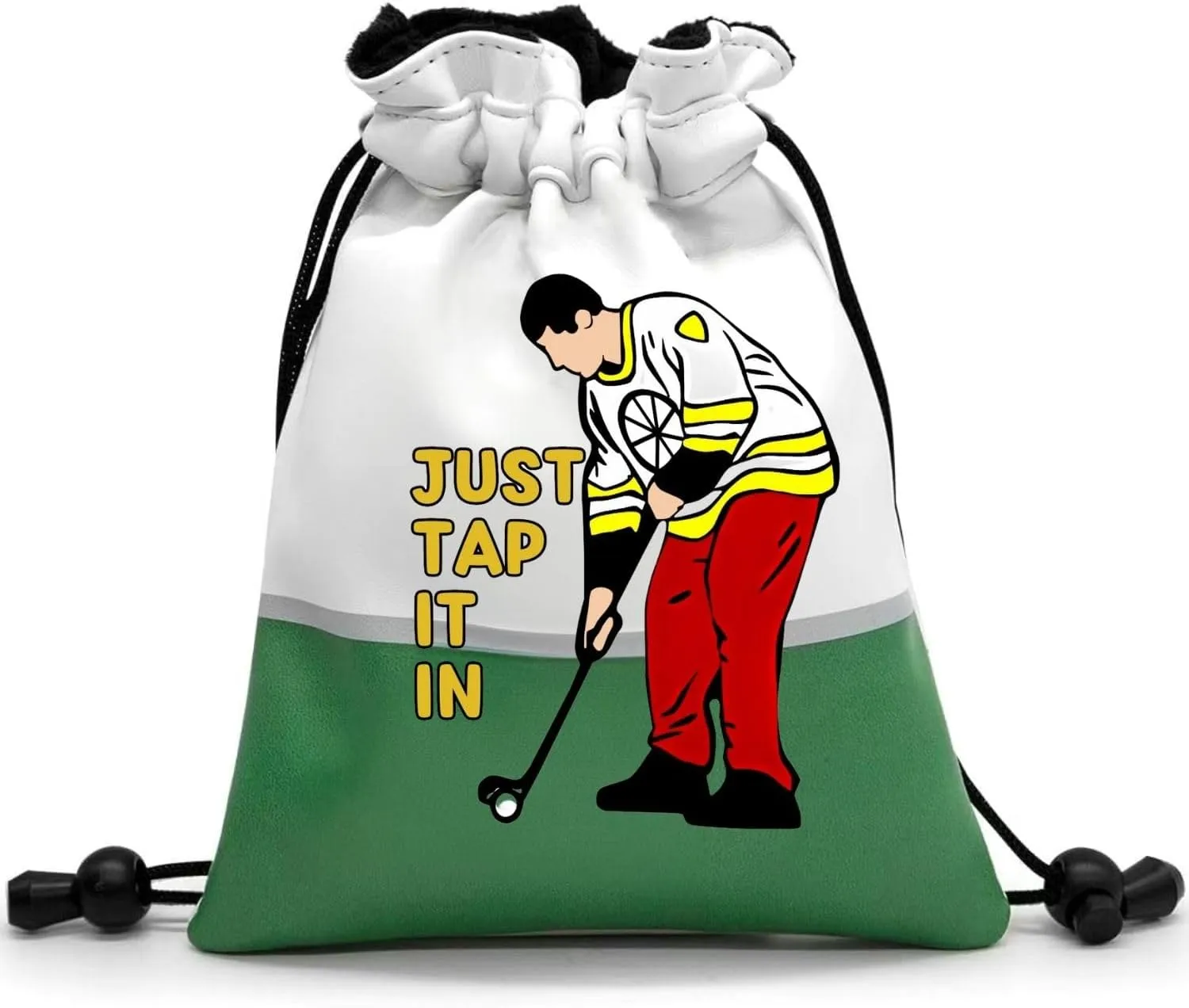 Artpreti Funny Golf Valuables Pouch,Golf Pouch Bag with Drawstrings Golf Tee Bag Pouch Leather Golf Tee Pouch Golf Ball Bag for Men Women - Just Tap It in
