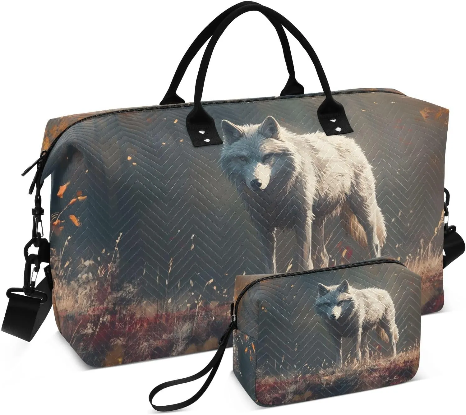 Autumn Wolf Duffel Bag for Travel Gym Sport, Weekender Travel Bags Carry on Overnight Bag