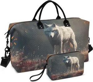 Autumn Wolf Duffel Bag for Travel Gym Sport, Weekender Travel Bags Carry on Overnight Bag