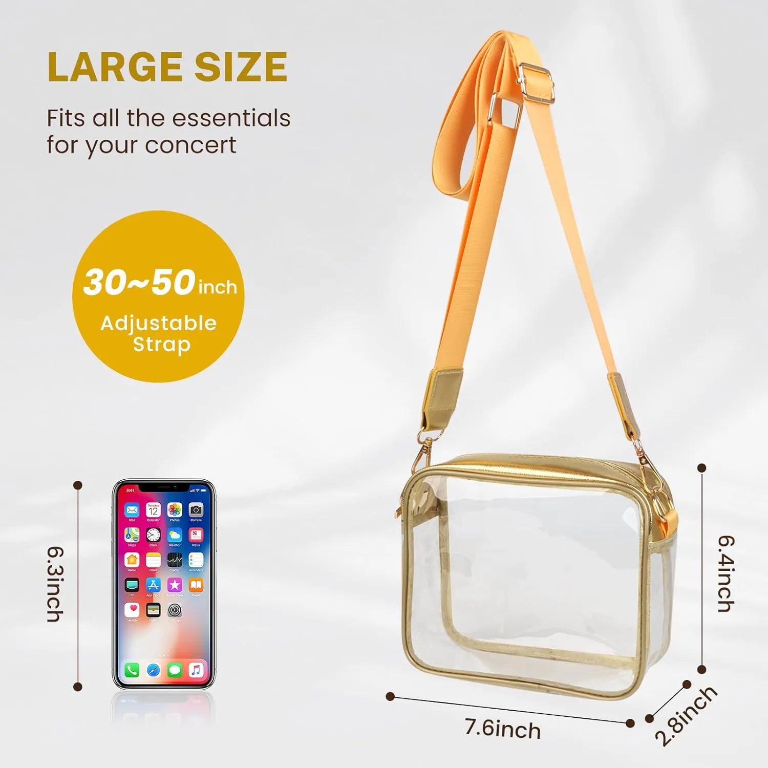 Aveniee Clear Bag Stadium Approved, Clear Purses for Women, Crossbody Bag for Concerts with Adjustable Strap