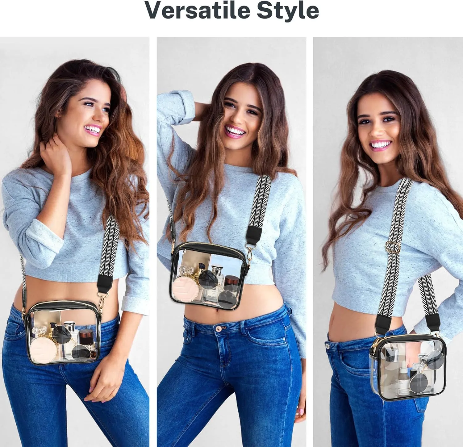 Aveniee Clear Bag Stadium Approved, Clear Purses for Women, Crossbody Bag for Concerts with Adjustable Strap