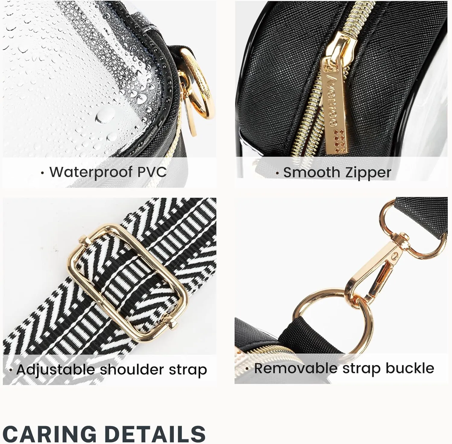 Aveniee Clear Bag Stadium Approved, Clear Purses for Women, Crossbody Bag for Concerts with Adjustable Strap