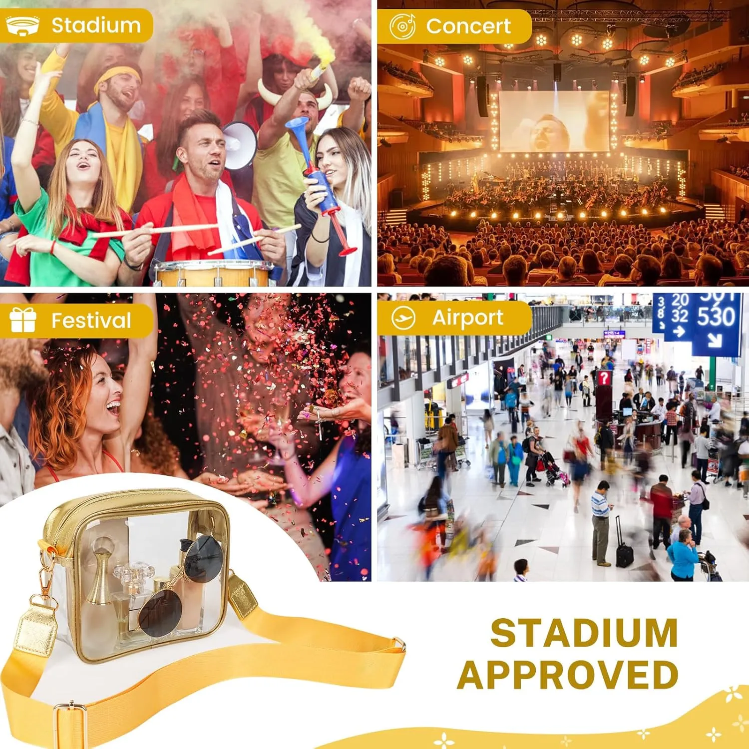 Aveniee Clear Bag Stadium Approved, Clear Purses for Women, Crossbody Bag for Concerts with Adjustable Strap