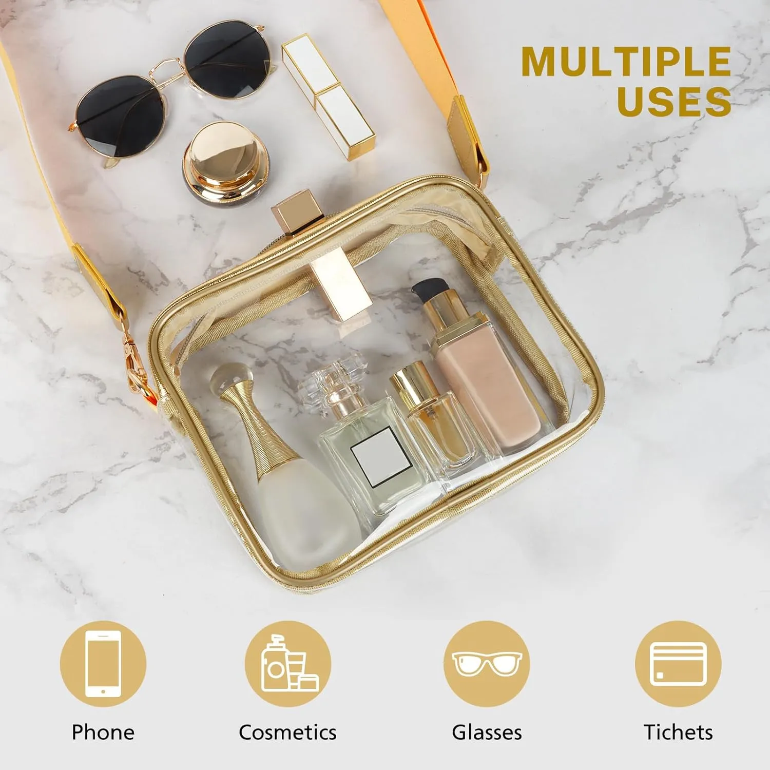 Aveniee Clear Bag Stadium Approved, Clear Purses for Women, Crossbody Bag for Concerts with Adjustable Strap