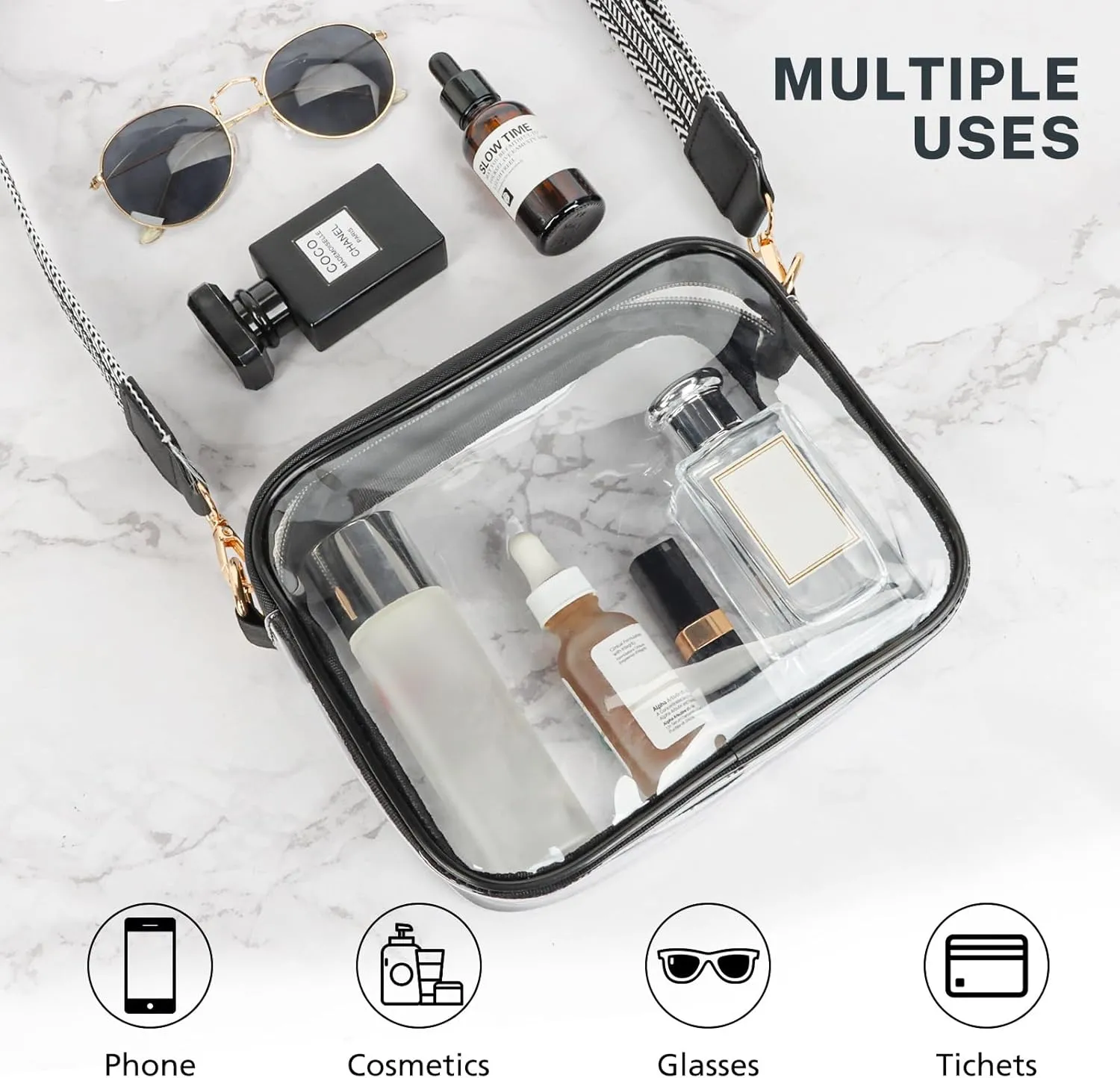 Aveniee Clear Bag Stadium Approved, Clear Purses for Women, Crossbody Bag for Concerts with Adjustable Strap